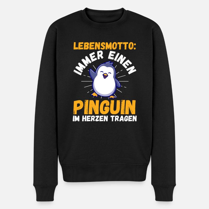 Süße Pinguin - Männer Premium Bio Pullover - Schwarz