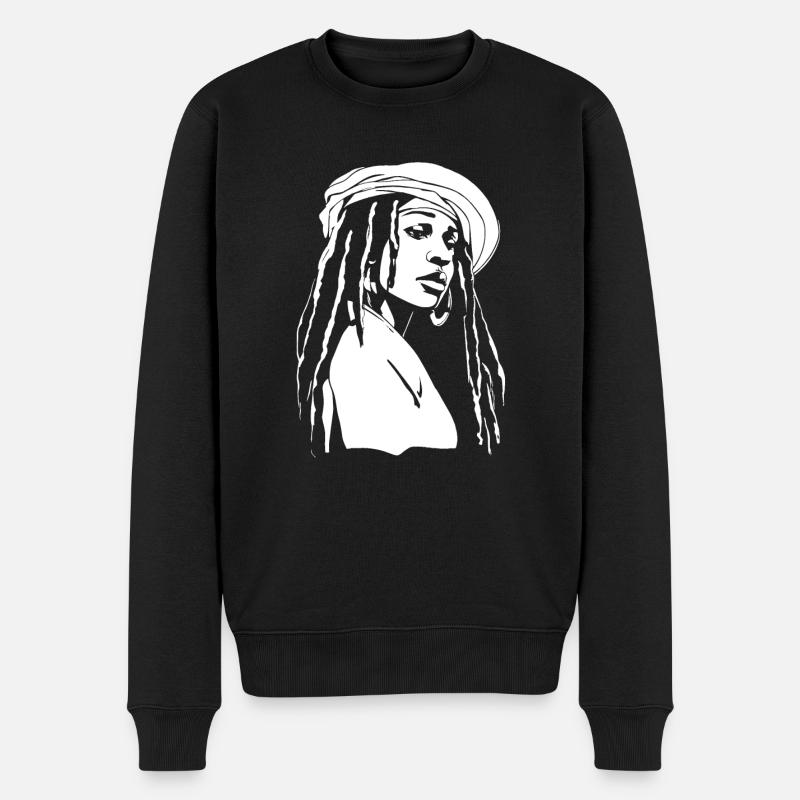 Rasta Haare Dreadlocks Dreads - Männer Premium Bio Pullover - Schwarz