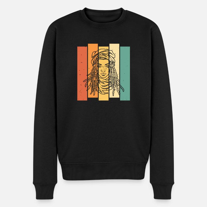 Rasta Haare Dreadlocks Dreads - Männer Premium Bio Pullover - Schwarz