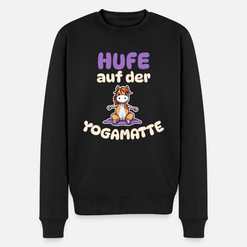 Hufe auf der Yoga Matte - Pferde Yoga - Männer Premium Bio Pullover - Schwarz