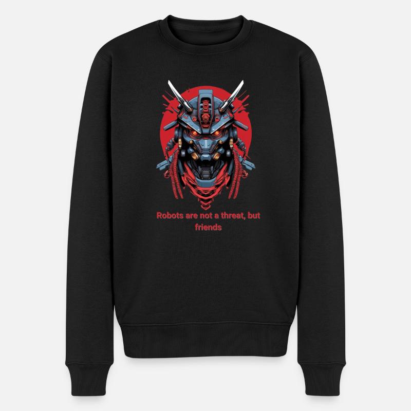 Roter Roboter - Männer Premium Bio Pullover - Schwarz