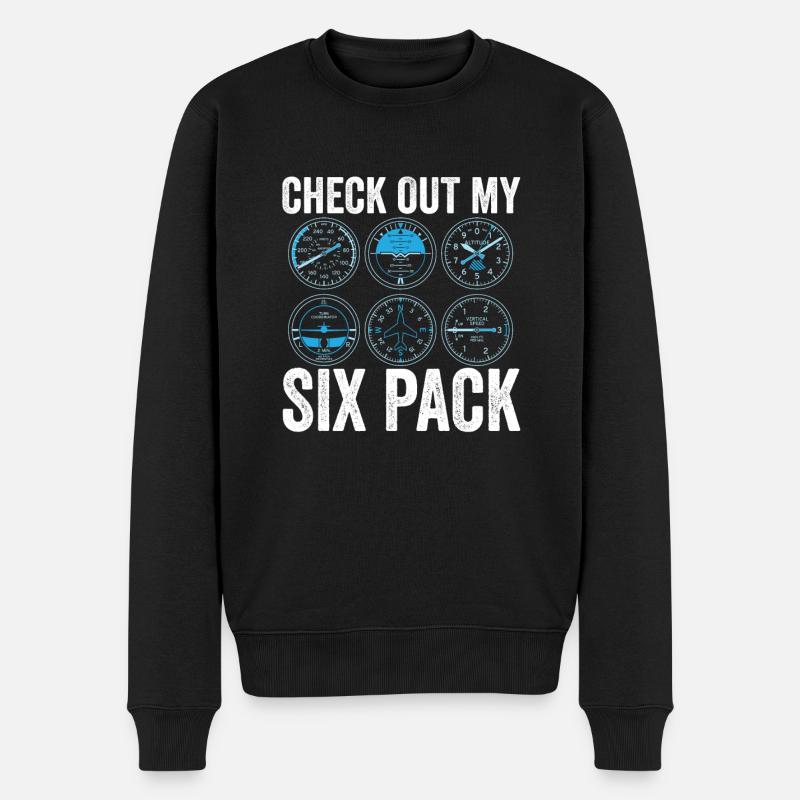 Funny Pilot Six Pack Simulation de vol d’aviation - Pull Premium bio Homme - noir