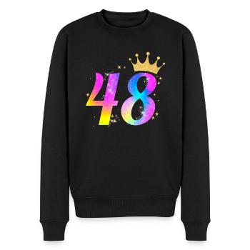 48. Geburtstag Geschenkidee Für 48 Jahre Alt Zum - Männer Premium Bio Pullover - Schwarz - Vorne - Nico (187cm)
