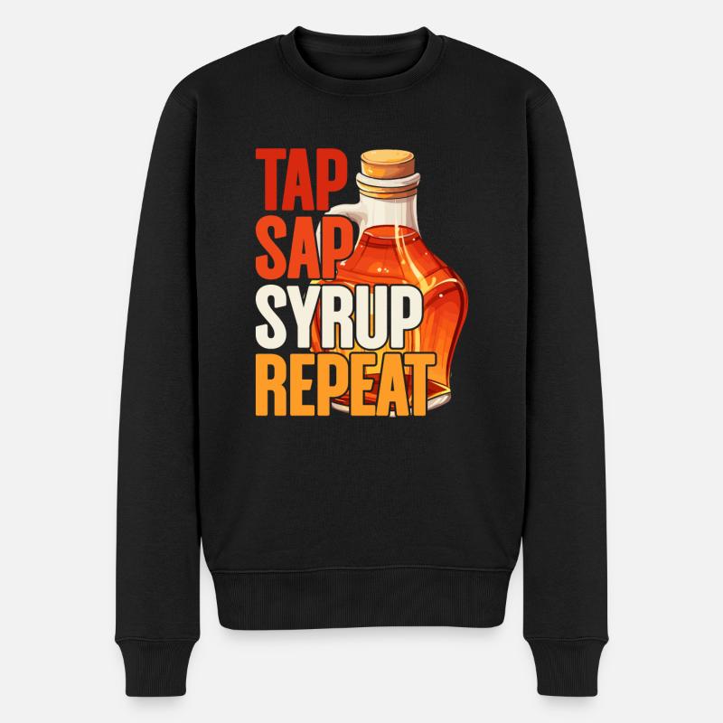 Ahornsirup Ahornsaft Tap Sap Syrup Repeat - Männer Premium Bio Pullover - Schwarz