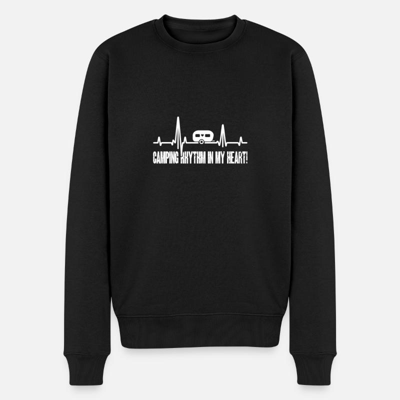 Herzschlag Campen Wohnwagen - Männer Premium Bio Pullover - Schwarz