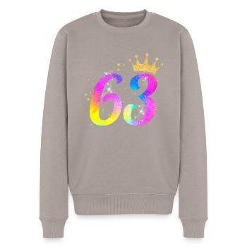 63. Geburtstag Geschenkidee Für 63 Jahre Alt - Männer Premium Bio Pullover - Taupe - Vorne - Nico (187cm)