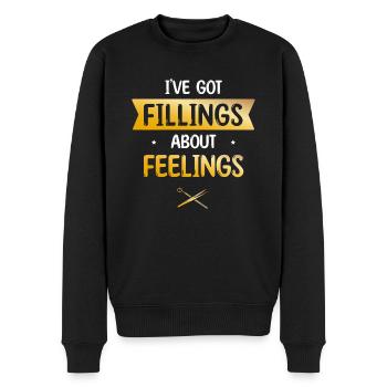 Ich habe Füllungen über Gefühle Zahnmedizin - Männer Premium Bio Pullover - Schwarz - Vorne - Nico (187cm)