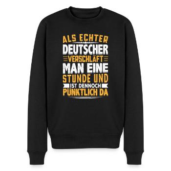 Real German Fun Fun Saying Sleepy Man - Men's Premium Organic Jumper - black - Front - Nico (187cm)