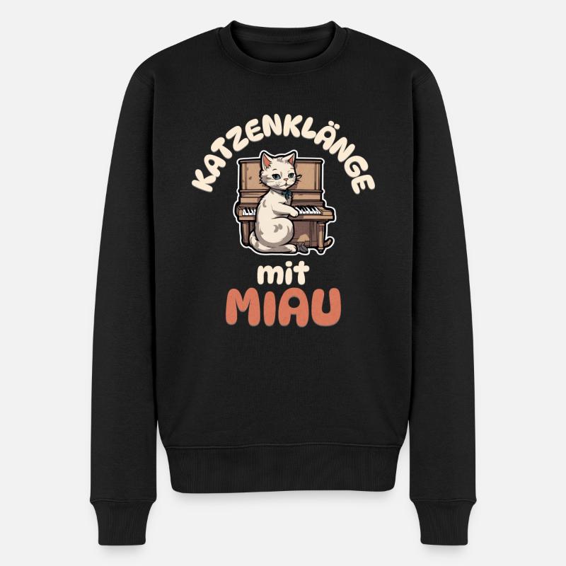 Katzenklänge mit Miau - Katze Klavier - Männer Premium Bio Pullover - Schwarz