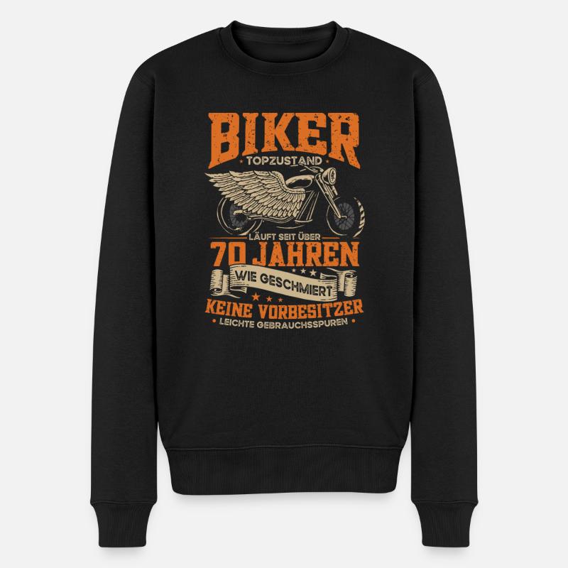 Biker 70. Geburtstag, 70 Jahre Motorradfahrer - Männer Premium Bio Pullover - Schwarz