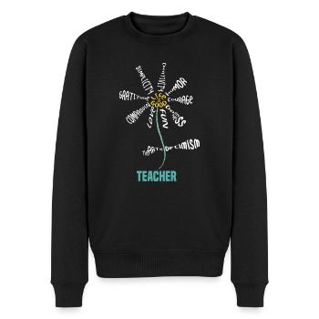 Teacher Of All Things - Men's Premium Organic Jumper - black - Front - Nico (187cm)