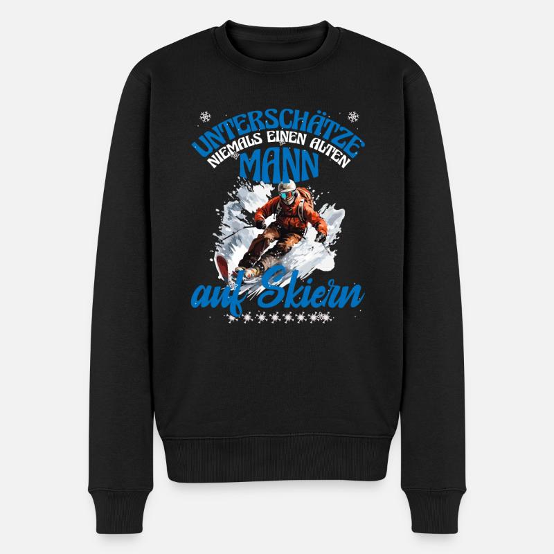Skifahrer Skifahren Alter Mann - Männer Premium Bio Pullover - Schwarz