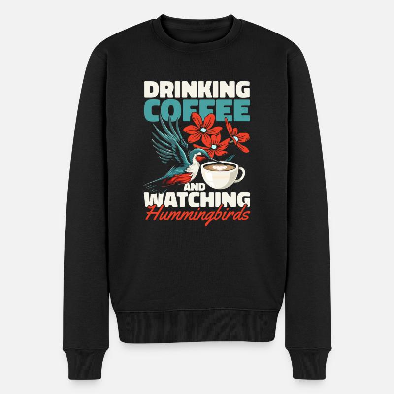 Kolibri Kaffeevogel - Männer Premium Bio Pullover - Schwarz