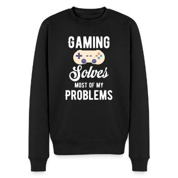 Gaming Löst Die Meisten Meiner Probleme. Lustiger - Männer Premium Bio Pullover - Schwarz - Vorne - Nico (187cm)