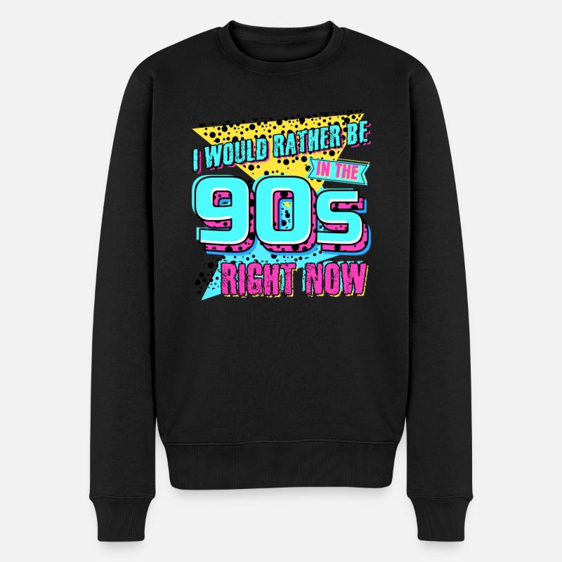 90s Retro 1990 Joke Disco - Männer Premium Bio Pullover - Schwarz