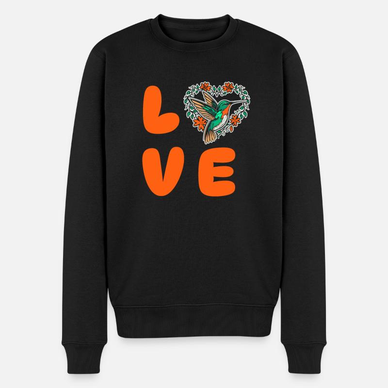 Colibri Oiseau D’amour - Pull Premium bio Homme - noir