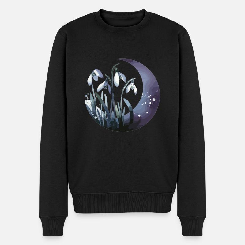 Schneeglöckchen gezeichnet - Männer Premium Bio Pullover - Schwarz