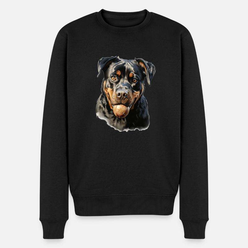 Süßes Rottweiler Gassi Outfit Rottweiler - Männer Premium Bio Pullover - Schwarz