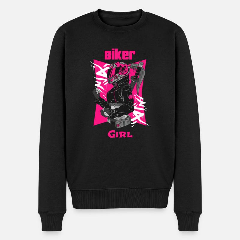 Biker Girl - Männer Premium Bio Pullover - Schwarz