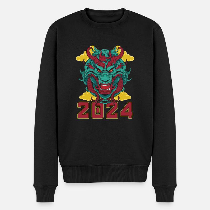 Jahr Des Drachen 2024 - Männer Premium Bio Pullover - Schwarz