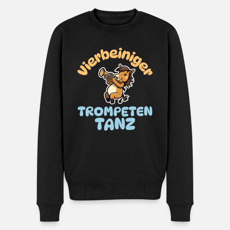 Vierbeiniger Trompetentanz - Pferde Trompete - Männer Premium Bio Pullover - Schwarz
