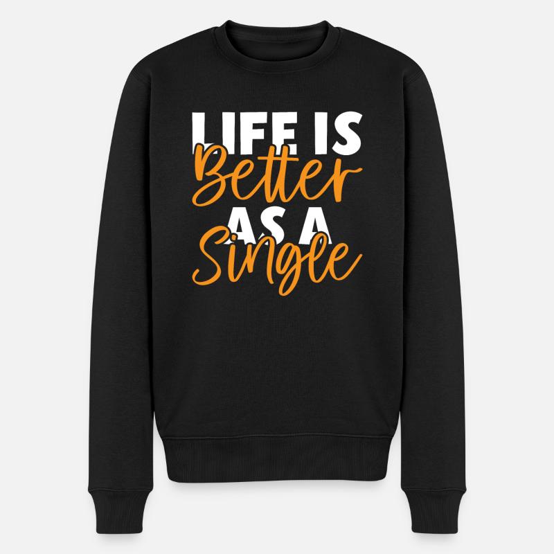 Single Gift - Männer Premium Bio Pullover - Schwarz