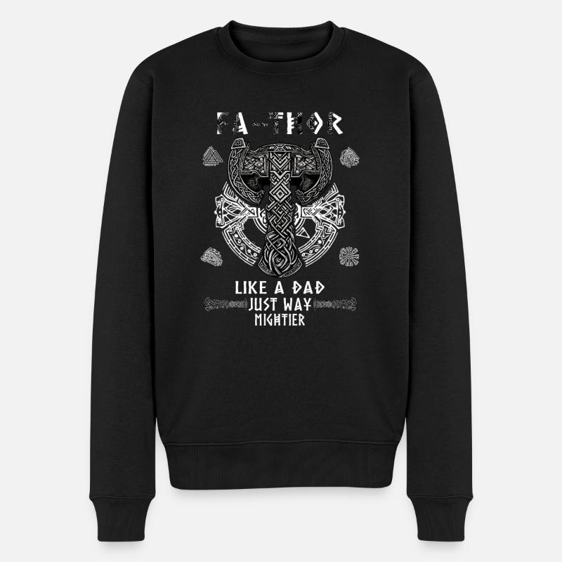 Vathor - Vatertag Vatertagsgeschenk Wikinger - Männer Premium Bio Pullover - Schwarz