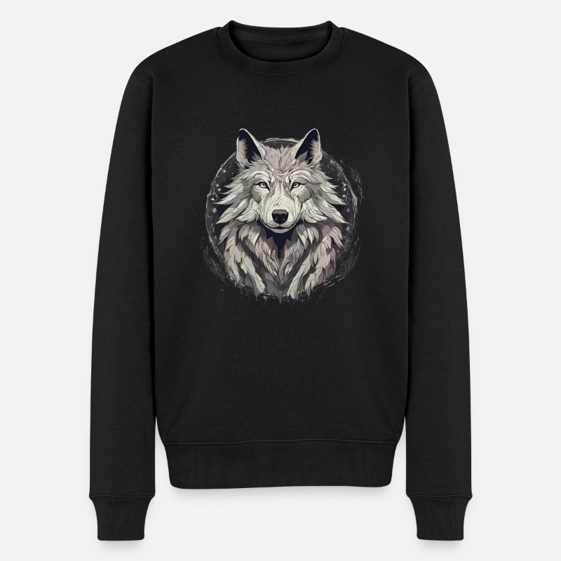Tête de loup mystique - Pull Premium bio Homme - noir