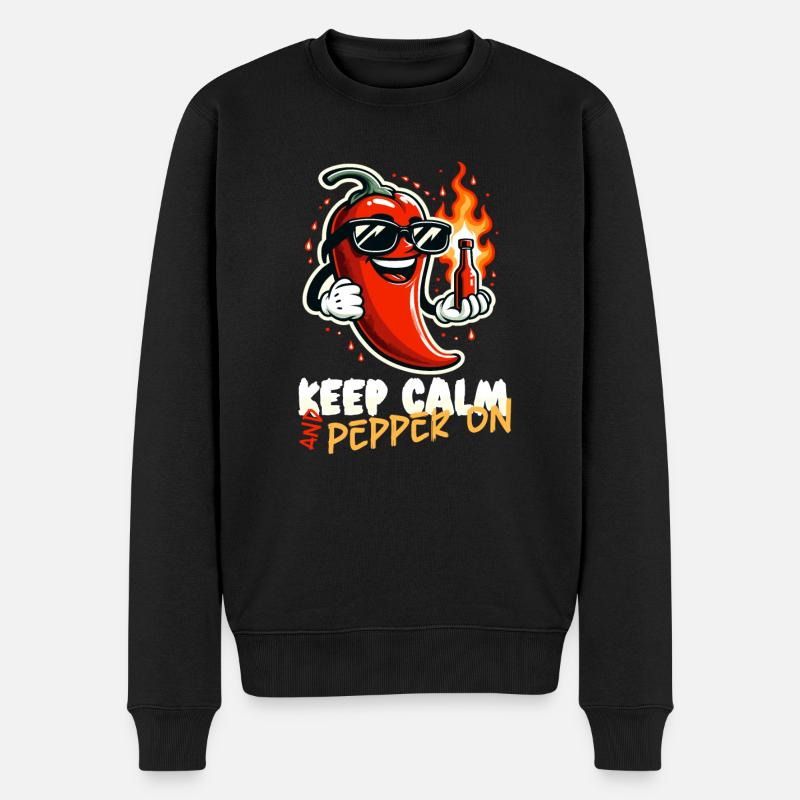 Scharfes Essen Liebhaber Von Chili Peppers Chef - Männer Premium Bio Pullover - Schwarz