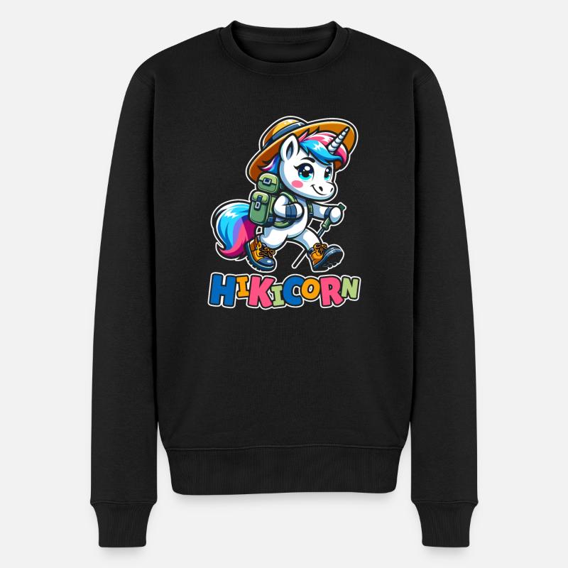 Wandern Wanderer Einhorn Hikicorn - Männer Premium Bio Pullover - Schwarz