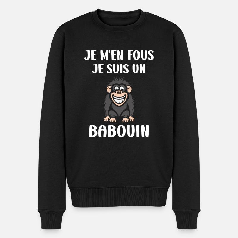 Humour petit singe babouin - Pull Premium bio Homme - noir