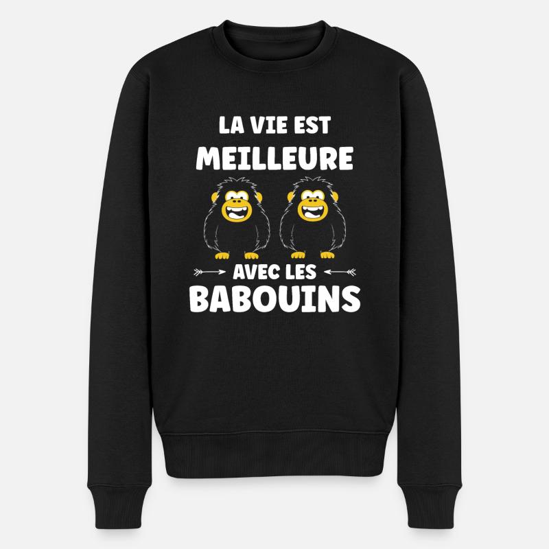 Humour petit singe babouin - Pull Premium bio Homme - noir
