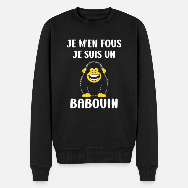Humour petit singe babouin - Pull Premium bio Homme - noir