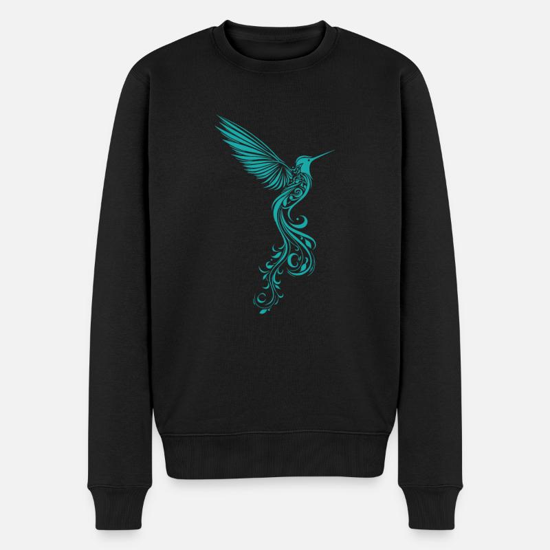 Kolibri Tribal Hummingbird - Männer Premium Bio Pullover - Schwarz