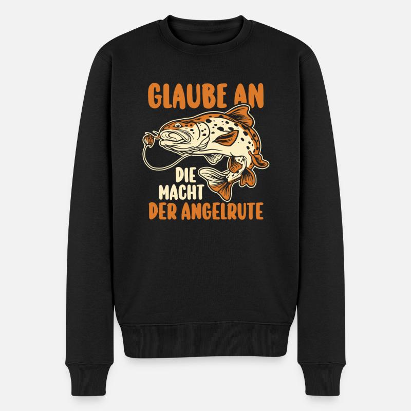 Angler Fischen Angelrute Angeln - Männer Premium Bio Pullover - Schwarz