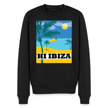 Hi Ibiza, Ibiza Beach - Men's Premium Organic Jumper - black - Front - Nico (187cm)