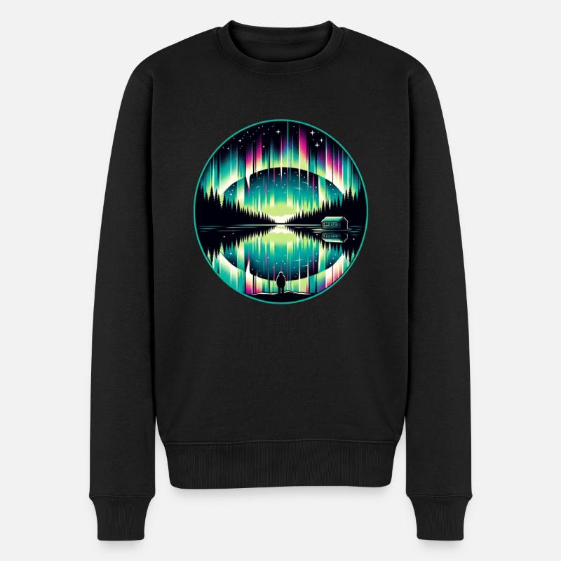 Polarlicht-aurora-verfolger Alaska Wilderness - Männer Premium Bio Pullover - Schwarz