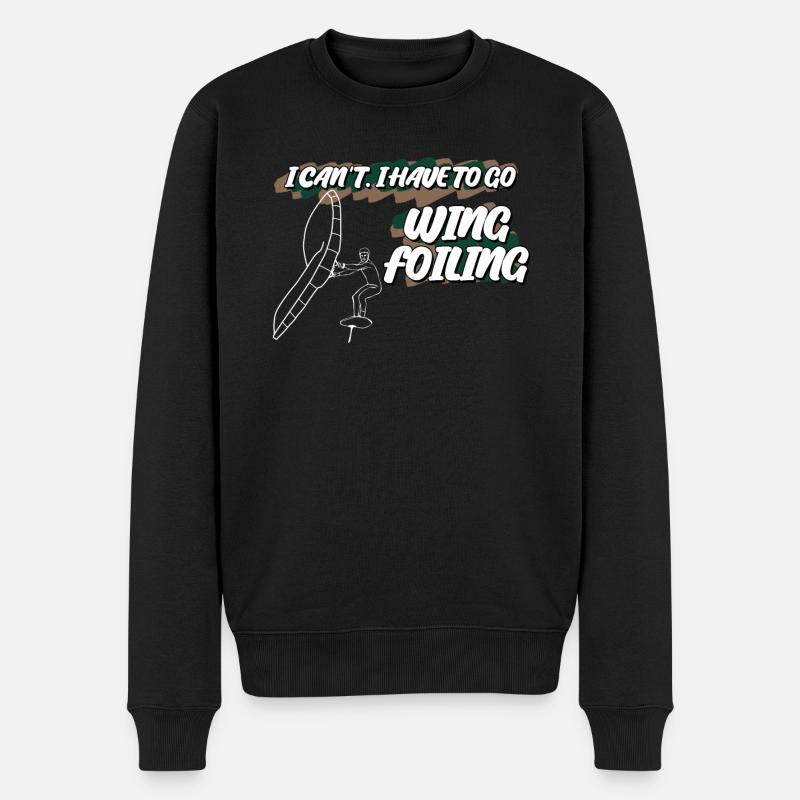 Wing Foiling Winging Wingsurfing - Men's Premium Organic Jumper - black