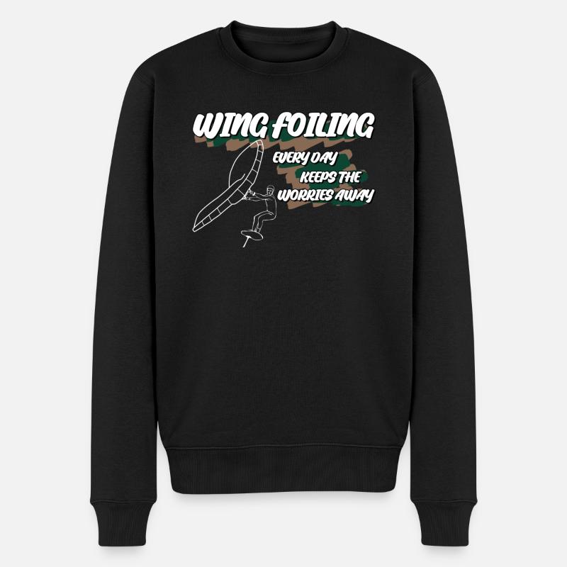 Wingsurf, Wing Foil, Winging - Pull Premium bio Homme - noir