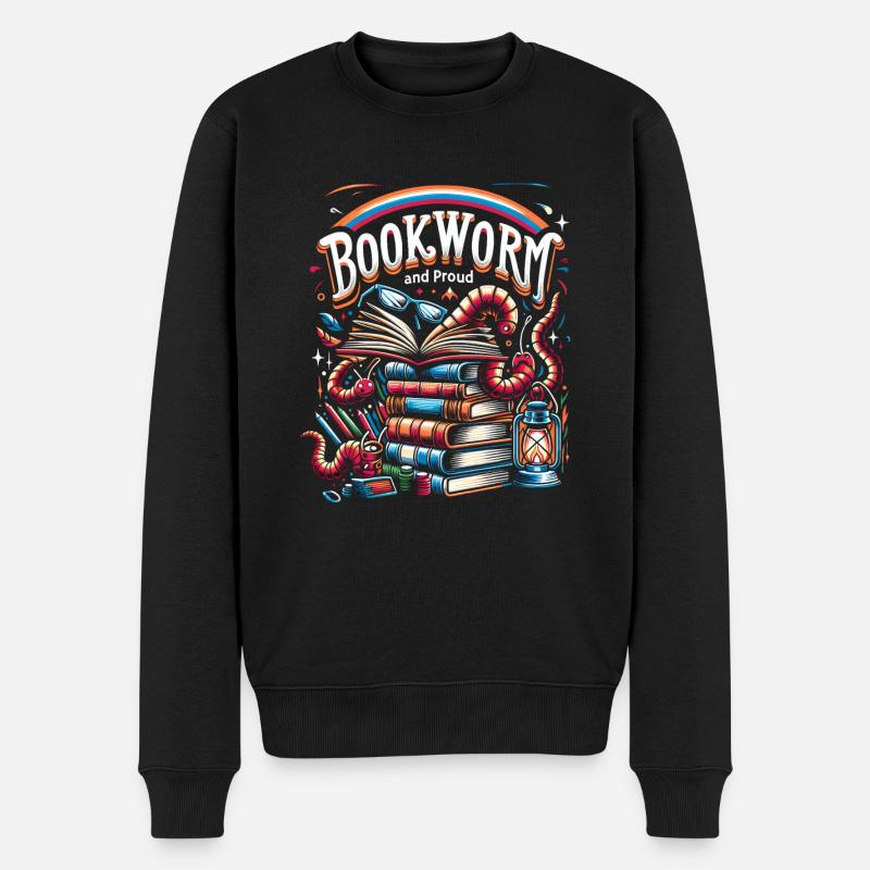 Bookworm and Proud 6 - Männer Premium Bio Pullover - Schwarz