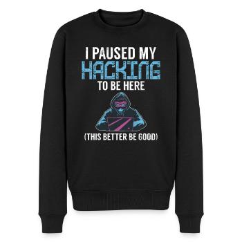 Piratage informatique en cybersécurité - Pull Premium bio Homme - noir - Devant - Nico (187cm)