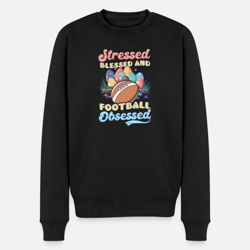 Pâques football stressé - Pull Premium bio Homme - noir