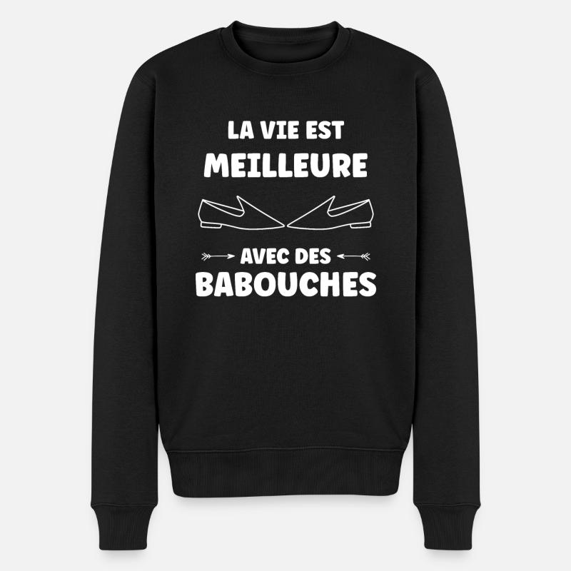 Humour babouches - Pull Premium bio Homme - noir