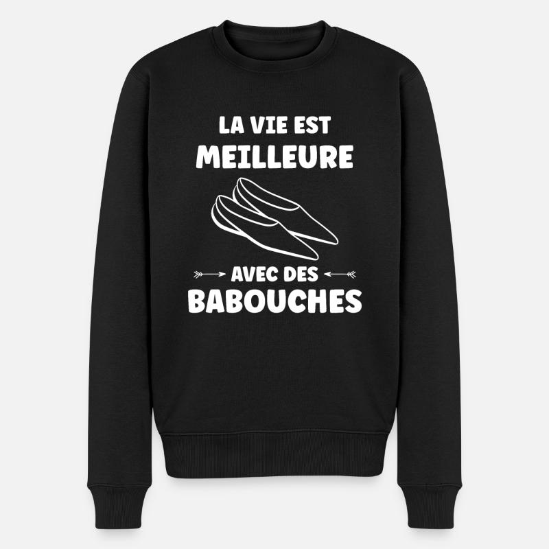 Humour babouches - Pull Premium bio Homme - noir