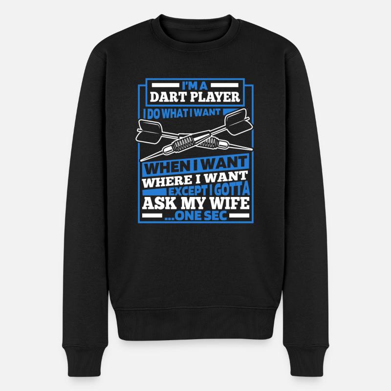 Dart Dartspieler - Männer Premium Bio Pullover - Schwarz