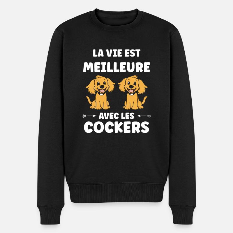 Humour Chien cocker - Pull Premium bio Homme - noir