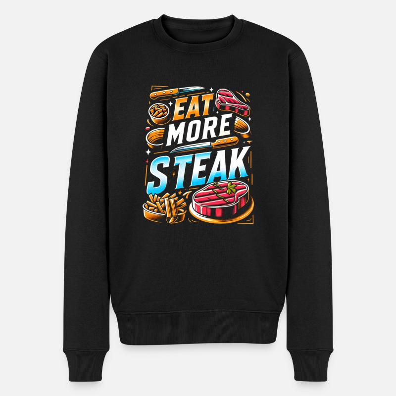 Eat More Steak 12 - Männer Premium Bio Pullover - Schwarz