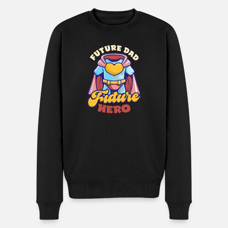 Zukünftiger Vater, zukünftiger Vater, zukünftiger Held, - Männer Premium Bio Pullover - Schwarz