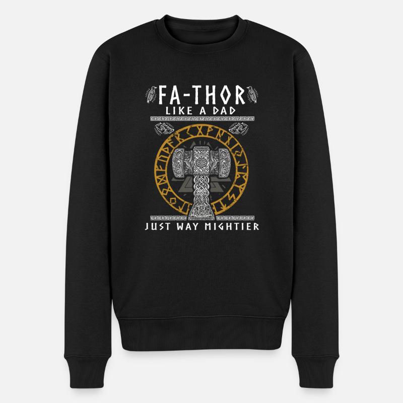 Vathor - Vatertag Vatertagsgeschenk Wikinger - Männer Premium Bio Pullover - Schwarz