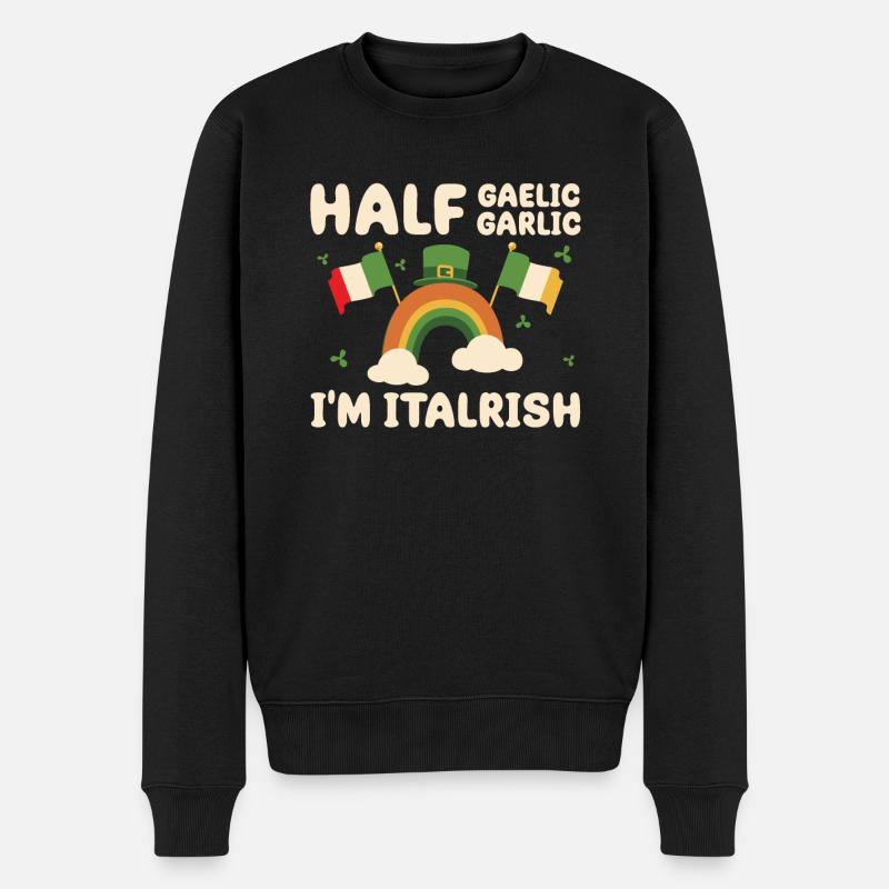 Irisch-italienisches St. Patrick's Day-t-shirt - Männer Premium Bio Pullover - Schwarz